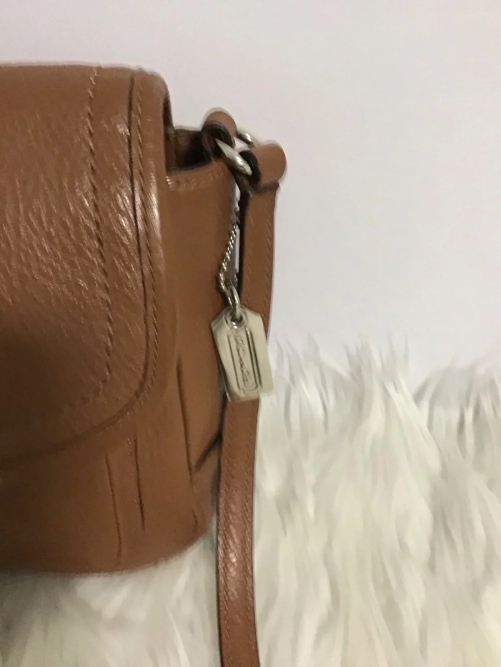 COACH Leather Flap Crossbody Bag Brown Pebble Leather Silver Hardware EUC